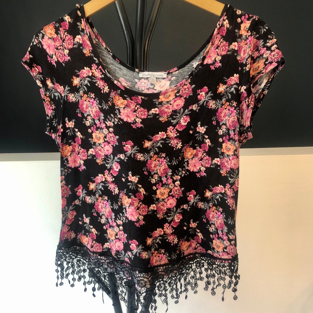 Floral Crop Tee - M